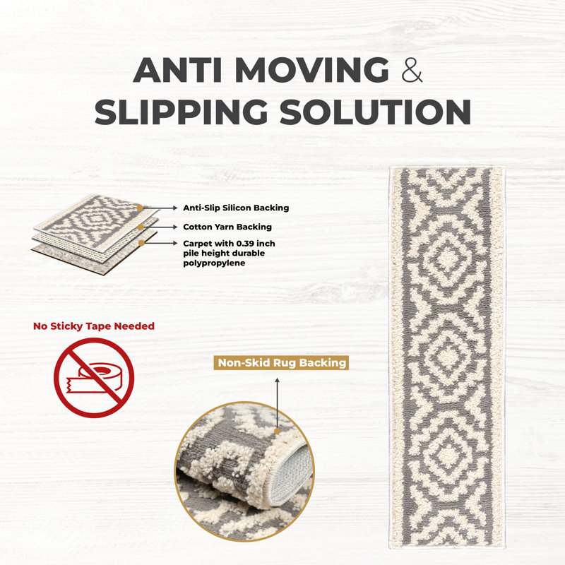 Foundry Select Bevel Stair Treads for Wooden Steps White/Gray Shag